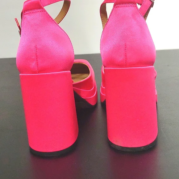 Pink Chunky Retro Block Platform Heels Size 6 - Picture 5 of 13